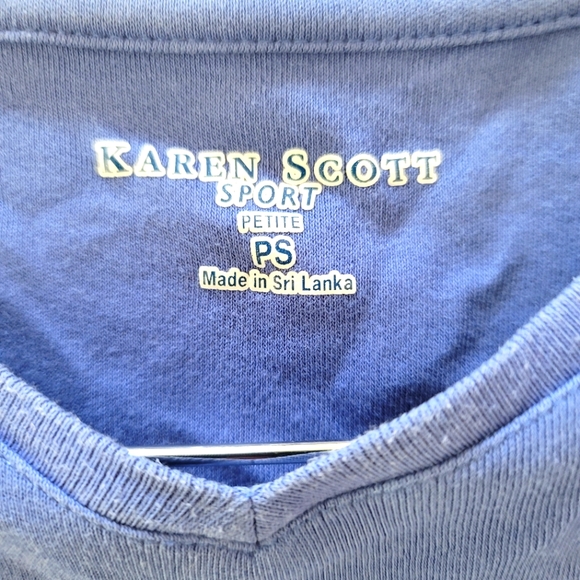 Karen Scott Sport Petite Blue Athleisure Women's Short Sleeve T-shirt - Picture 3 of 3